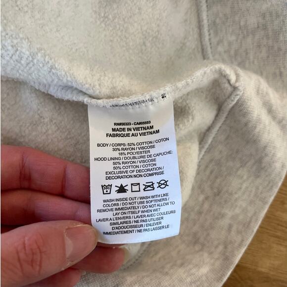 Nike Womens High Neck Gold Logo Hoodie Sweatshirt Size M Gray Fleece Athleisure - Picture 4 of 6